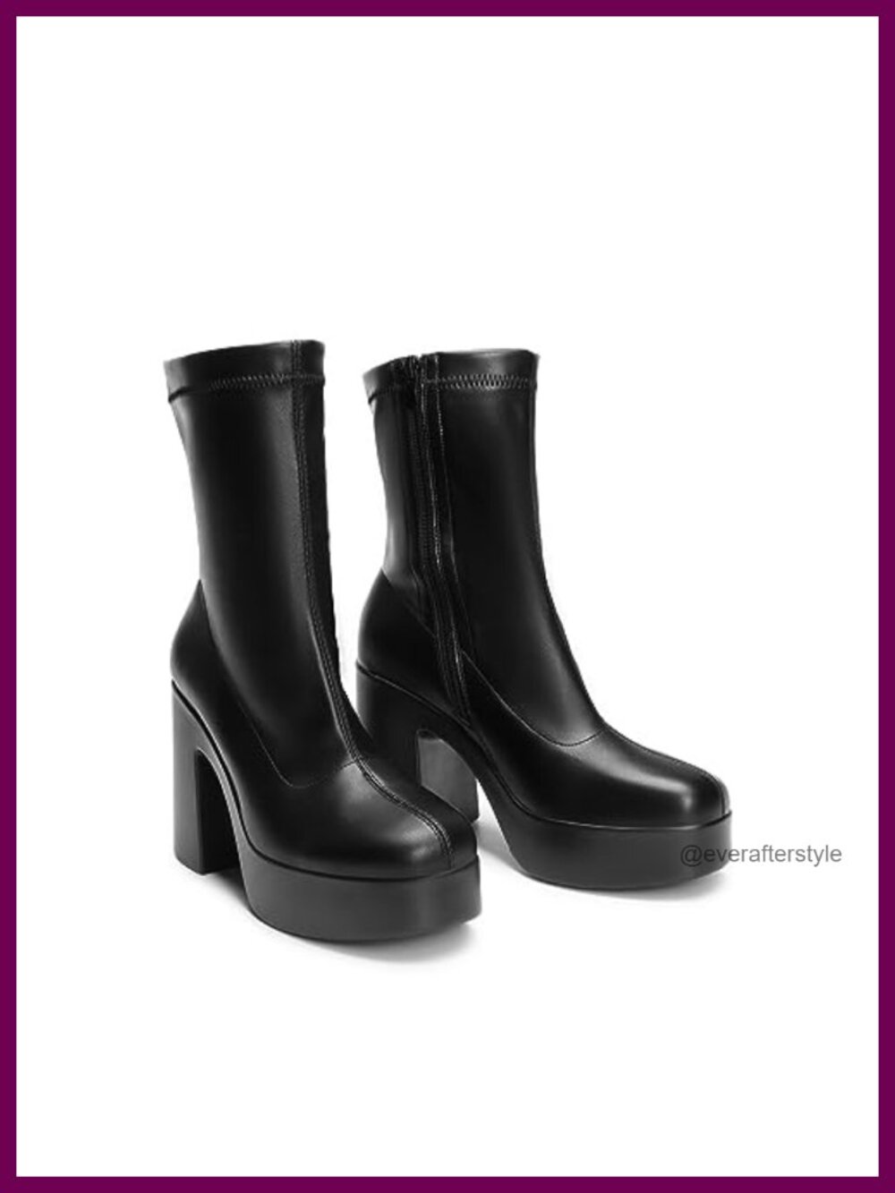 Chunky Platform Ankle Boots with PU Upper & Block Heel - Picture 3 of 6